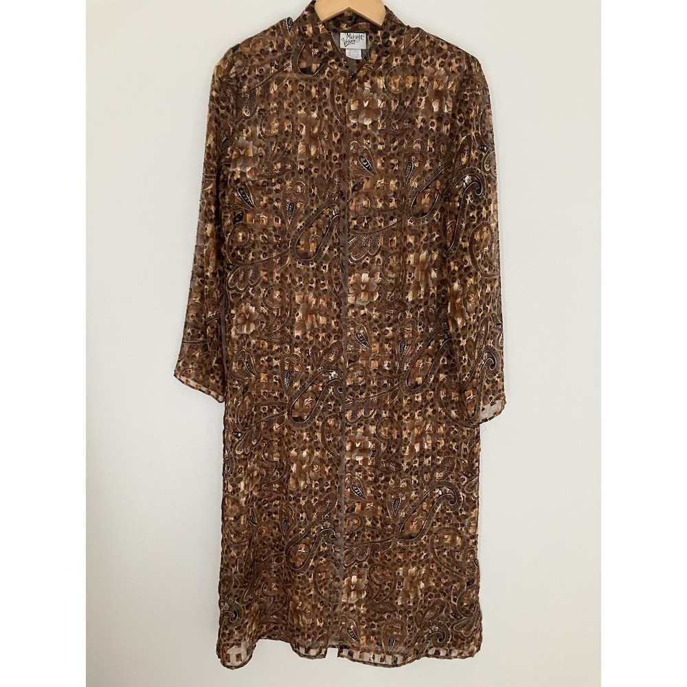 Midnight Velvet VTG Semi Sheer Duster Cardigan Size 10 Bohemian Chic